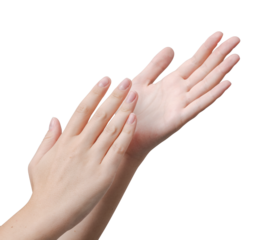 Young woman clapping hands isolated