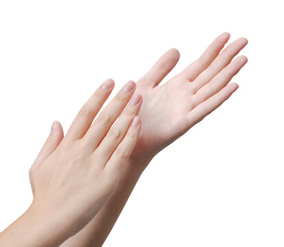 Young Woman Clapping Hands Isolated