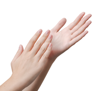 Young woman clapping hands isolated