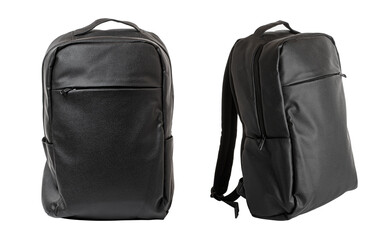 Black leather casual backpack