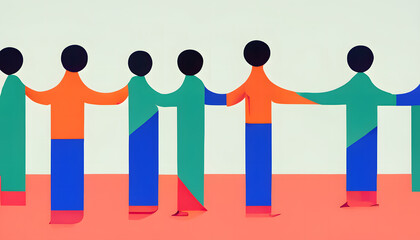 Unite and Prosper: Celebrating Workplace Diversity - A Captivating Flat Illustration of an Inclusive Team, AI Generative