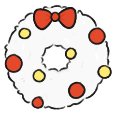 Cute White Christmas wreath Doodle element, Festival signs and symbols, Hand drawn in doodle style.