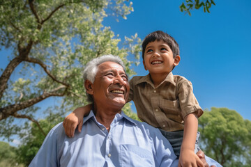 Obraz premium Senior man with his grandson