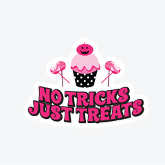 Halloween Trick or treat sticker girly