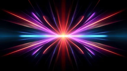 Poster Abstract multicolor neon glowing line, Technology background © AITTHIPHONG