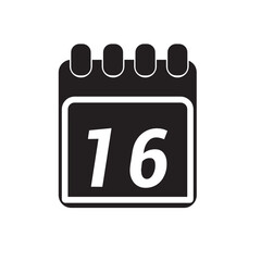 Page of calendar displaying day 16. Illustration.
