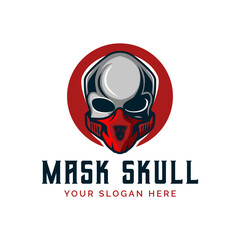 Mask Military Skull Wings and Shield modern design template for labels, emblems, badges or other.