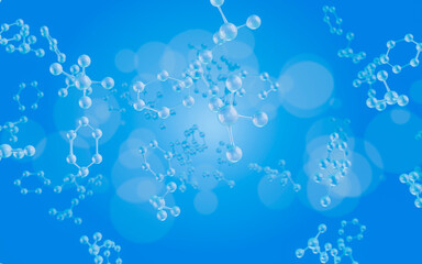 beauty serum cosmetic product. bubble serum and molecule background. Molecular structure of glass,...