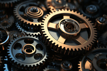 Metallic Gears and Cogs Illustration Background for Industry Concept