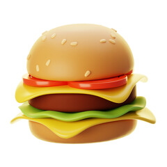 Fast food icon concept. 3d rendering burger icon