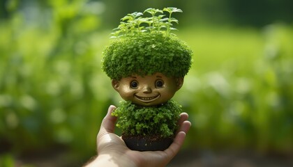 Chia pet held on hand