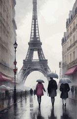 Eiffel Tower City scene painting 