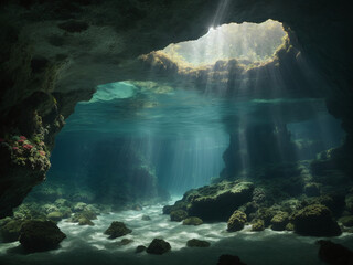 Fototapeta na wymiar An underwater cave system