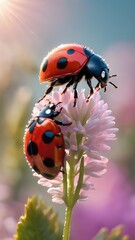ladybug on a green leaf