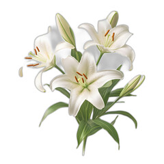 lilies isolated on transparent or white background