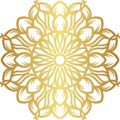 Mandala with gold color gradations