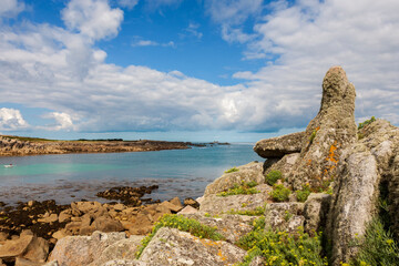 Porth Conger, a small anchorage between St. Agnes and Gugh, Isles of Scilly, Cornwall, England, UK