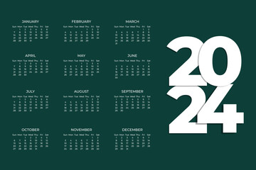 Vector 2024 calendar template editable vector