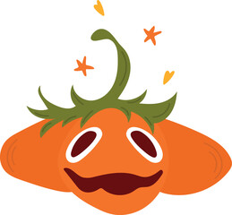 Pumpkins with happy face drawn in a cute cartoon style