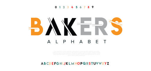 Minimal font creative modern alphabet. Typography with dot regular and number. minimalist style fonts set. vector illustration
 - obrazy, fototapety, plakaty