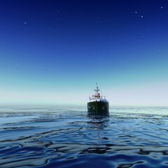 A technical fleet vessel designed for dredging and extraction of non-metallic construction materials.  Hopper dredger. 3d-rendering © La Nataly