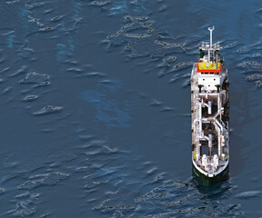 A technical fleet vessel designed for dredging and extraction of non-metallic construction materials.  Hopper dredger. 3d-rendering © La Nataly