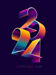 New year 2024. 3D colorful lettering design. Bright greeting card template. - 663933013