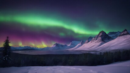 aurora borealis over the mountains