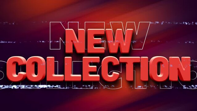 Animation of new collection text in red and white with interference over red mist on black