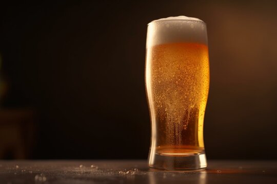 Refreshing beverage with a gradient effect, resembling a cold beer glass filled with foamy bubbles. Generative AI