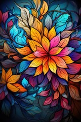 Kaleidoscope of Colors: Desktop Background Featuring Stained Glass Art.