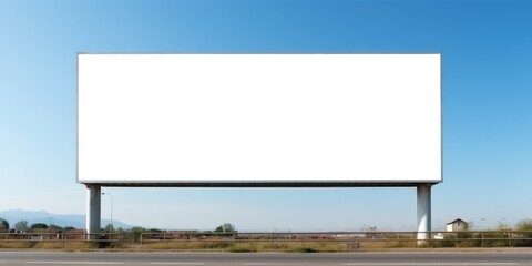 Obraz premium Empty white billboard signage advertising signs on the side of highway. Mockup advertisement concept. Generative ai