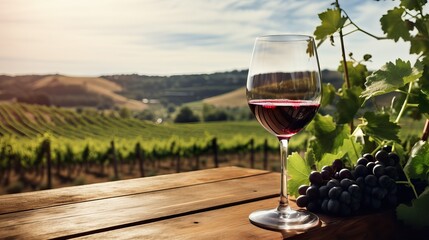 red wine in vineyard