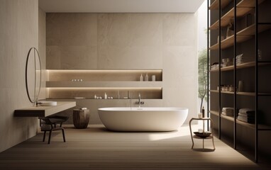 3d render of minimalistic interior bathroom