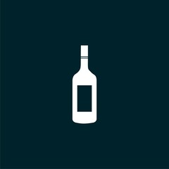 Bottle of wine icon isolated on blue background.