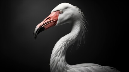 close up of a  white  flamingo portrait  