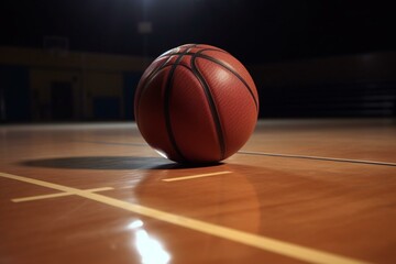 A basketball on the court. Generative AI