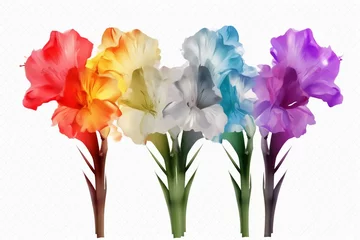 Foto op Plexiglas Colorful gladiolus flower illustration on transparent background. Generative AI © Daniel