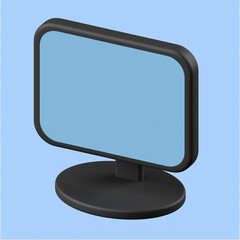 3d computer pc icon on light blue background. 3d render illustration. Perfect for website or application design.
