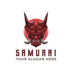 Ronin Samurai Face mask logo icon symbol template.