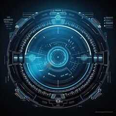 Obraz premium Abstract of glowing futuristic in virtual head up cyber interface concept. Background futuristic innovation of neon in back background. generative AI