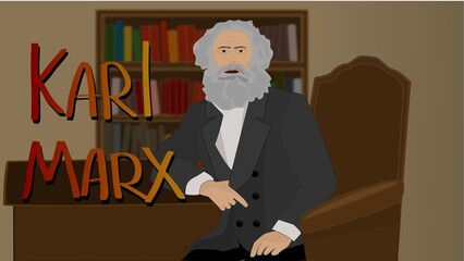A vector drawing of philosopher Karl Marx