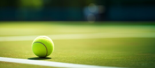 A tennis ball on a tennis court - Powered by Adobe