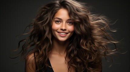 Naklejka premium Cute women beautiful hair fluttering in breeze