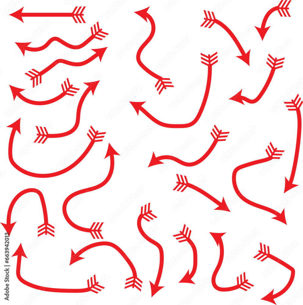 Poster hand-drawn arrow vector icons set. arrow icon. arrow vector collection. arrow. cursor. modern simple