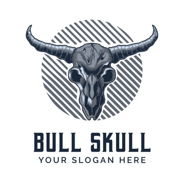 Skull Bull Head Longhorn artistic vector illustration