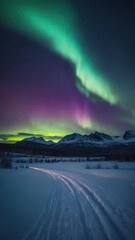 Naklejka na ściany i meble aurora borealis over the mountains