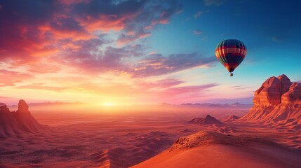 Hot air balloon over the desert