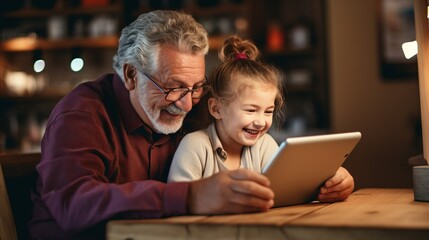Intergenerational learning young child with grandad