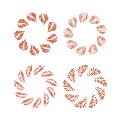 Set of various autumn frames. Floral wreath collection. Design for creating invitations, posters, cards. Vector illustration. Foliage imprint. Elements for nature design. 